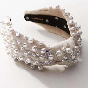 NWT! Lele Sadoughi Pearl Embellished Knotted Headband - Ivory